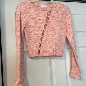 Pink Button-Up Sweater from Superdown